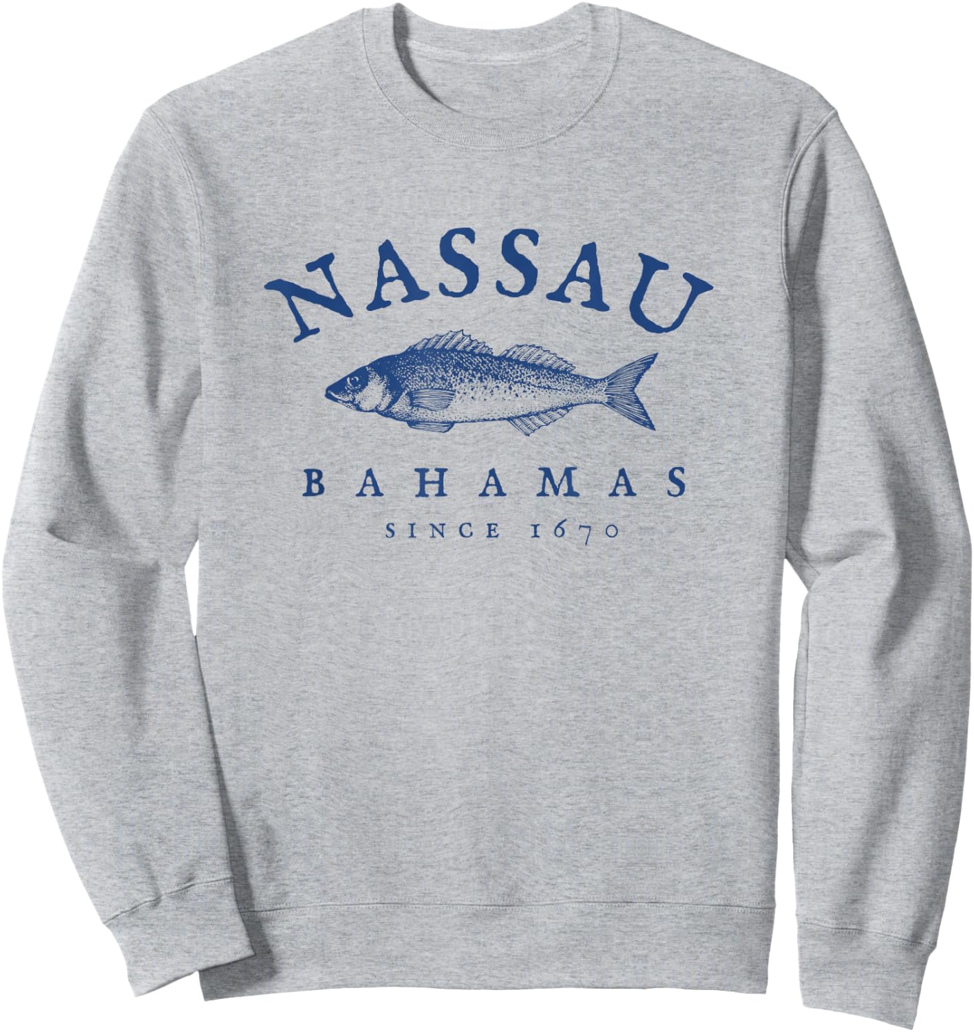Retro Nassau Bahamas Fishing Sweatshirt - Sweatshirt | Ash