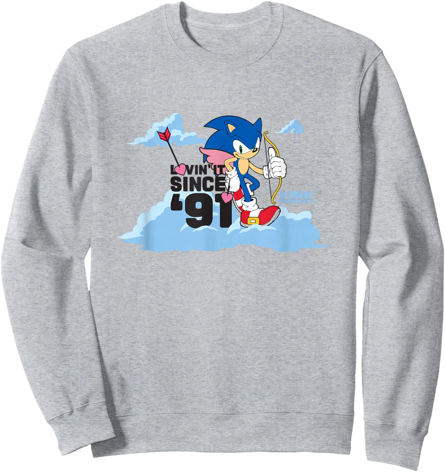 Sonic The Hedgehog Valentine's Day Lovin' It Since 91 Poster Sweatshirt - Sweatshirt | Ash