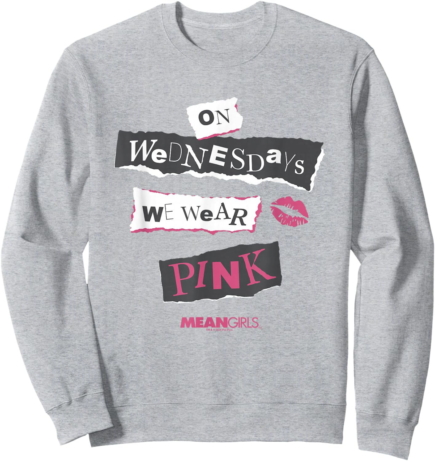 Mean Girls On Wednesdays We Wear Pink Big Chest Text Logo Sweatshirt - Sweatshirt | Ash