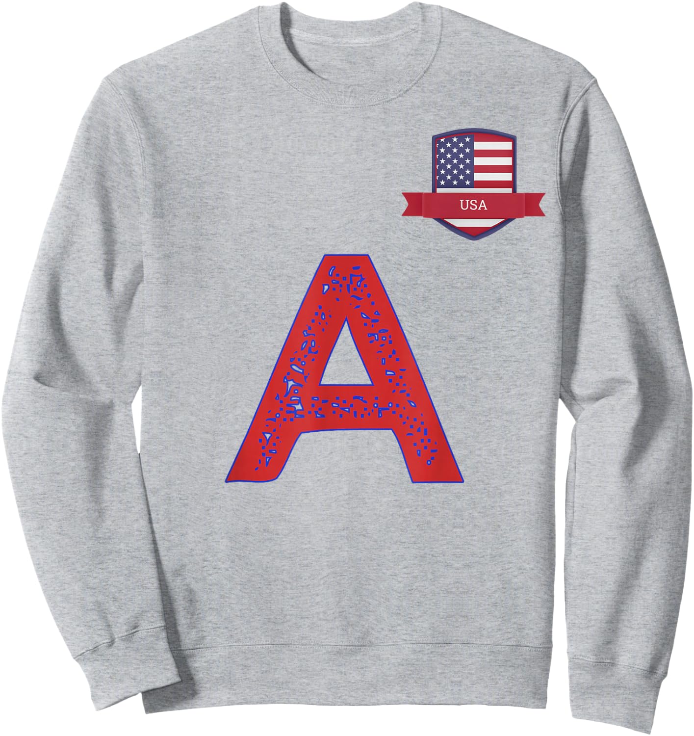 USA Human-Flag Letter A American USA Red Sweatshirt - Sweatshirt | Ash