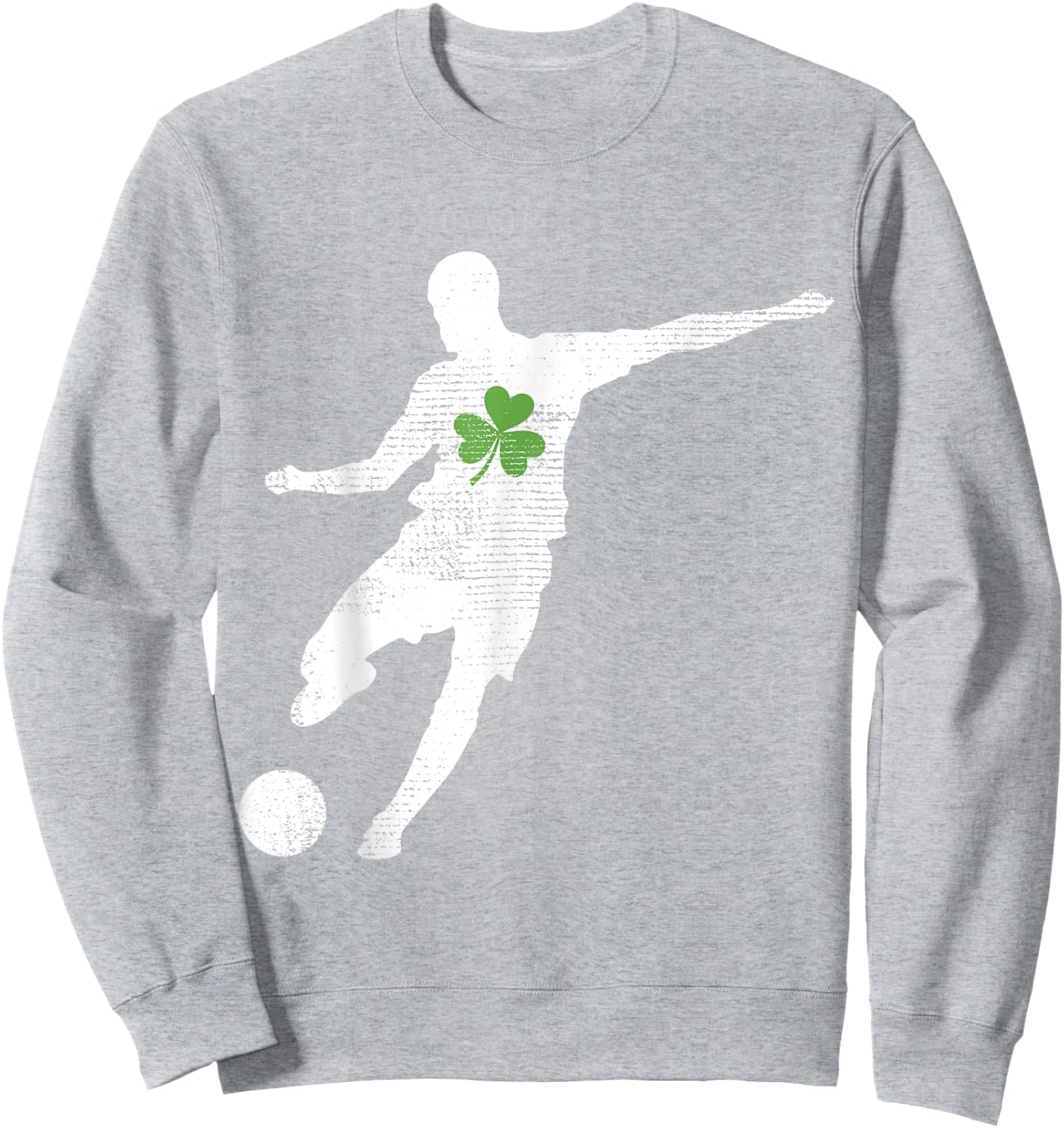 Soccer Lovers Green Shamrock Leaf St Patricks Day Sweatshirt - Sweatshirt | Ash