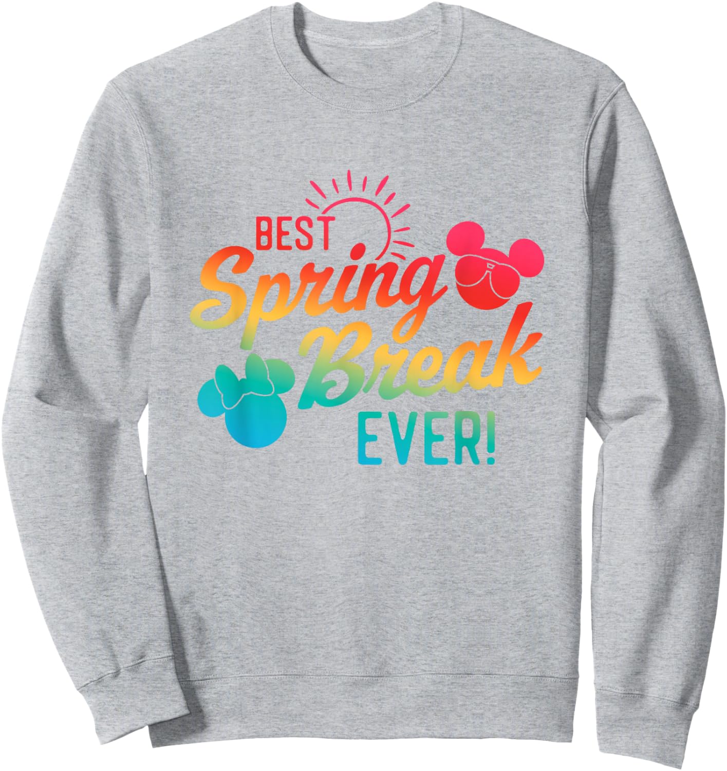 Disney Mickey And Friends Best Spring Break Ever Chest Logo Sweatshirt - Sweatshirt | Ash
