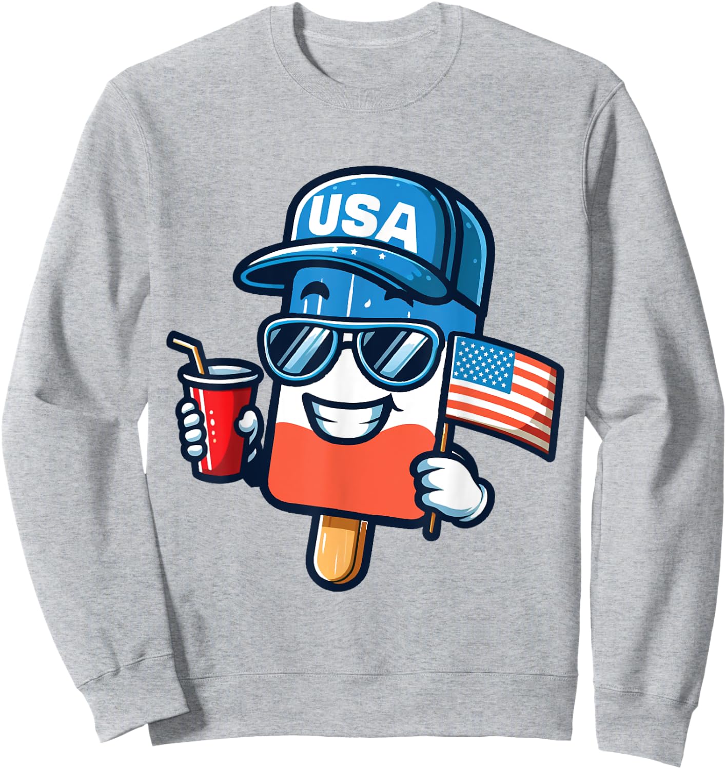 Funny Popsicle 4th Of July shirt Patriotic American Flag USA Kids Men Sweatshirt - Sweatshirt | Ash