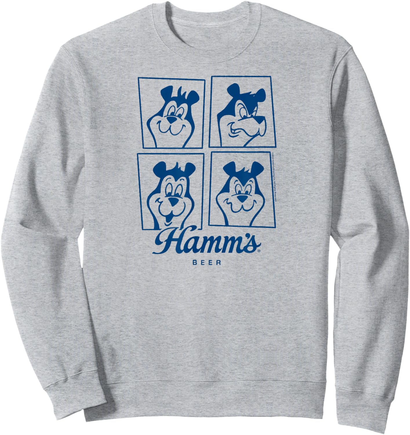 Hamm's - Beer Bear Cartoon Mascot Sascha Face Grid Sweatshirt - Sweatshirt | Ash