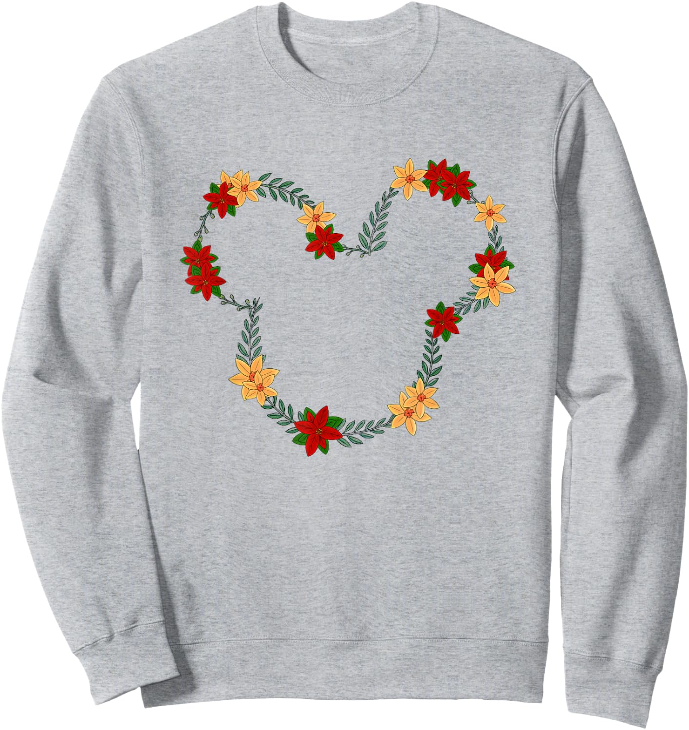Disney Mickey And Friends December Birth Flower Wreath Sweatshirt - Sweatshirt | Ash