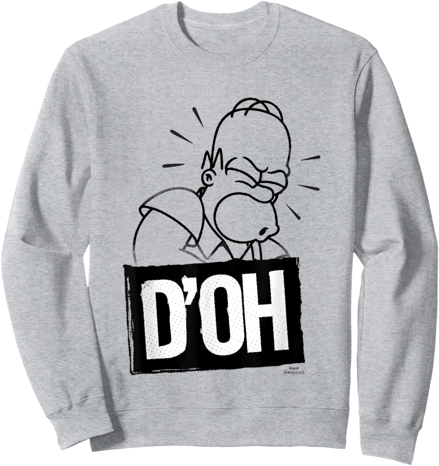 The Simpsons Homer Iconic Phrase D'OH Artline Chest Logo Sweatshirt - Sweatshirt | Ash