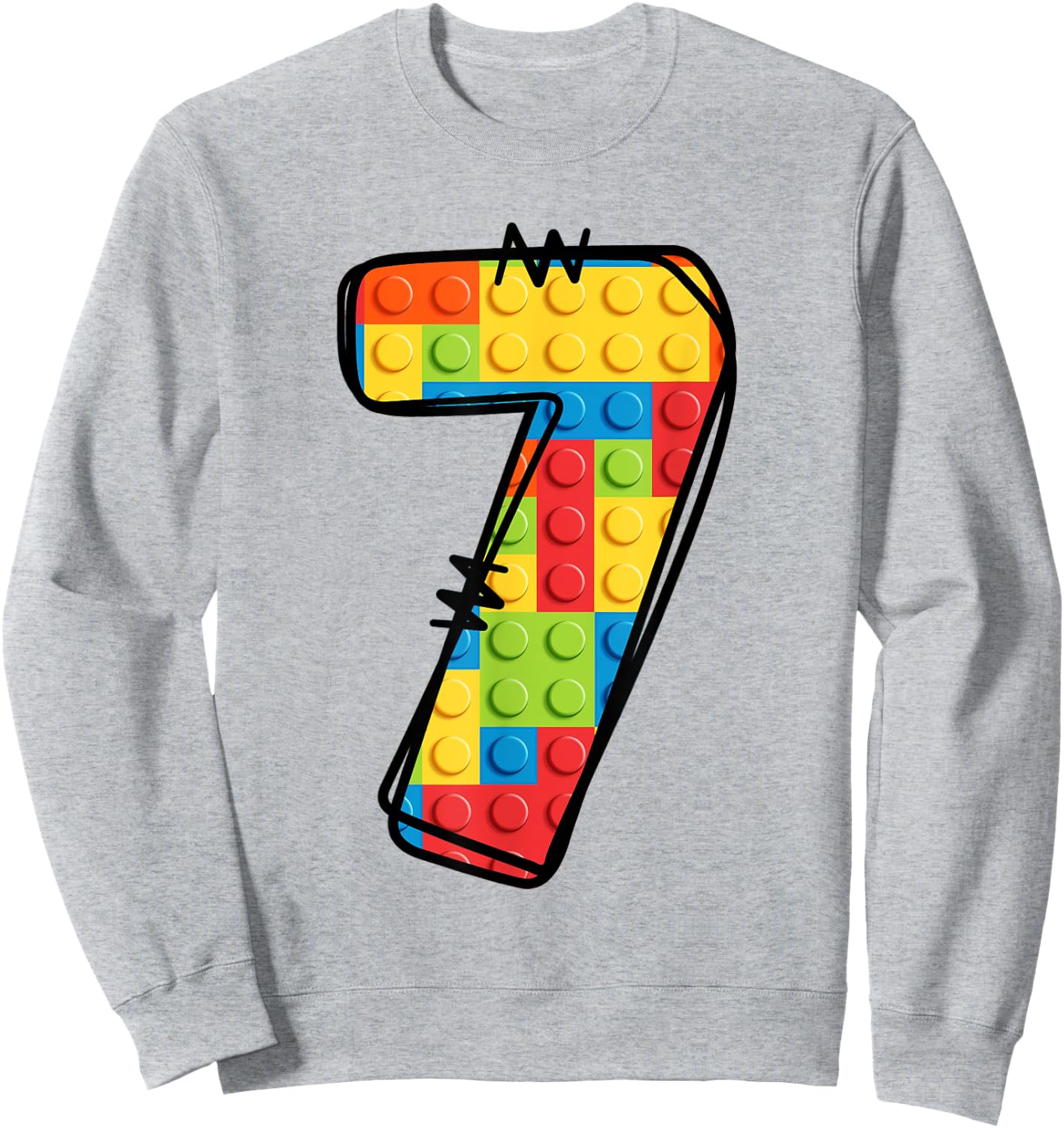7 Year Old Blocks Building Master Builder 7th Birthday Sweatshirt - Sweatshirt | Ash