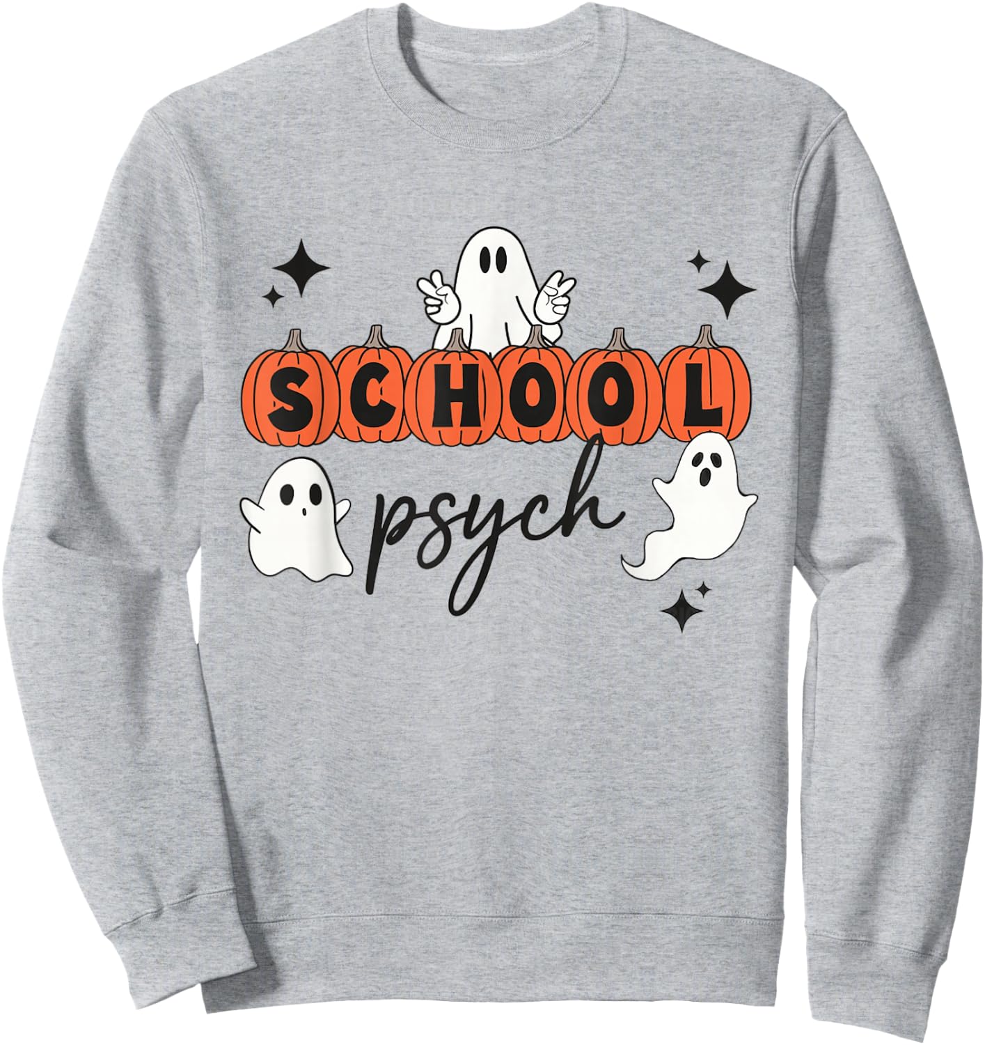 One Spooky School Psychologist Halloween Pumpkin Ghosts Sweatshirt - Sweatshirt | Ash