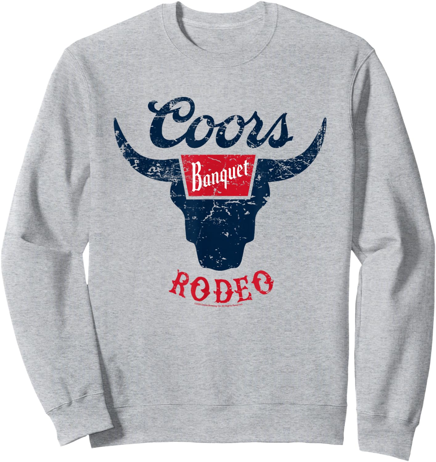 Coors Banquet Rodeo Distressed Bull Horns Badge Sweatshirt - Sweatshirt | Ash