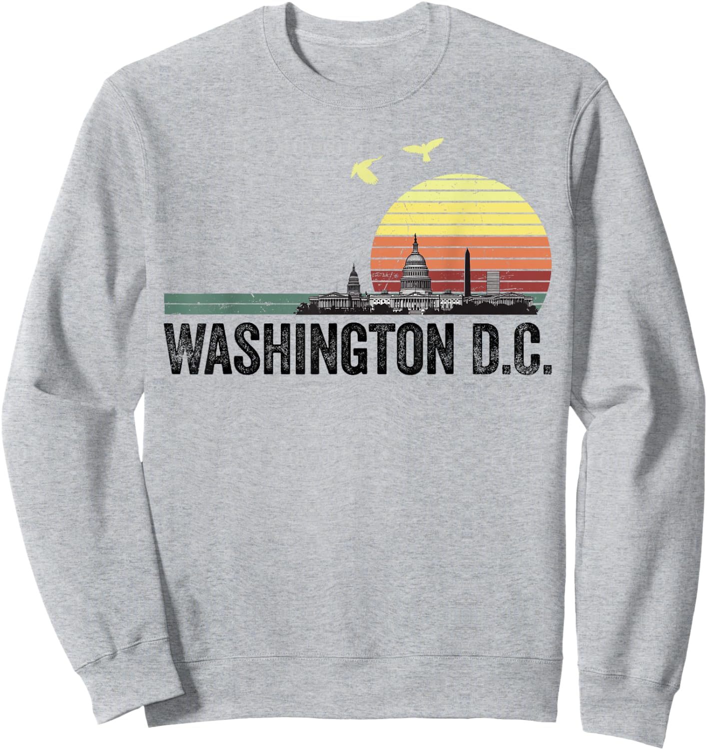 Washington DC Souvenir Capitol Hill Skyline Monuments Sweatshirt - Sweatshirt | Ash