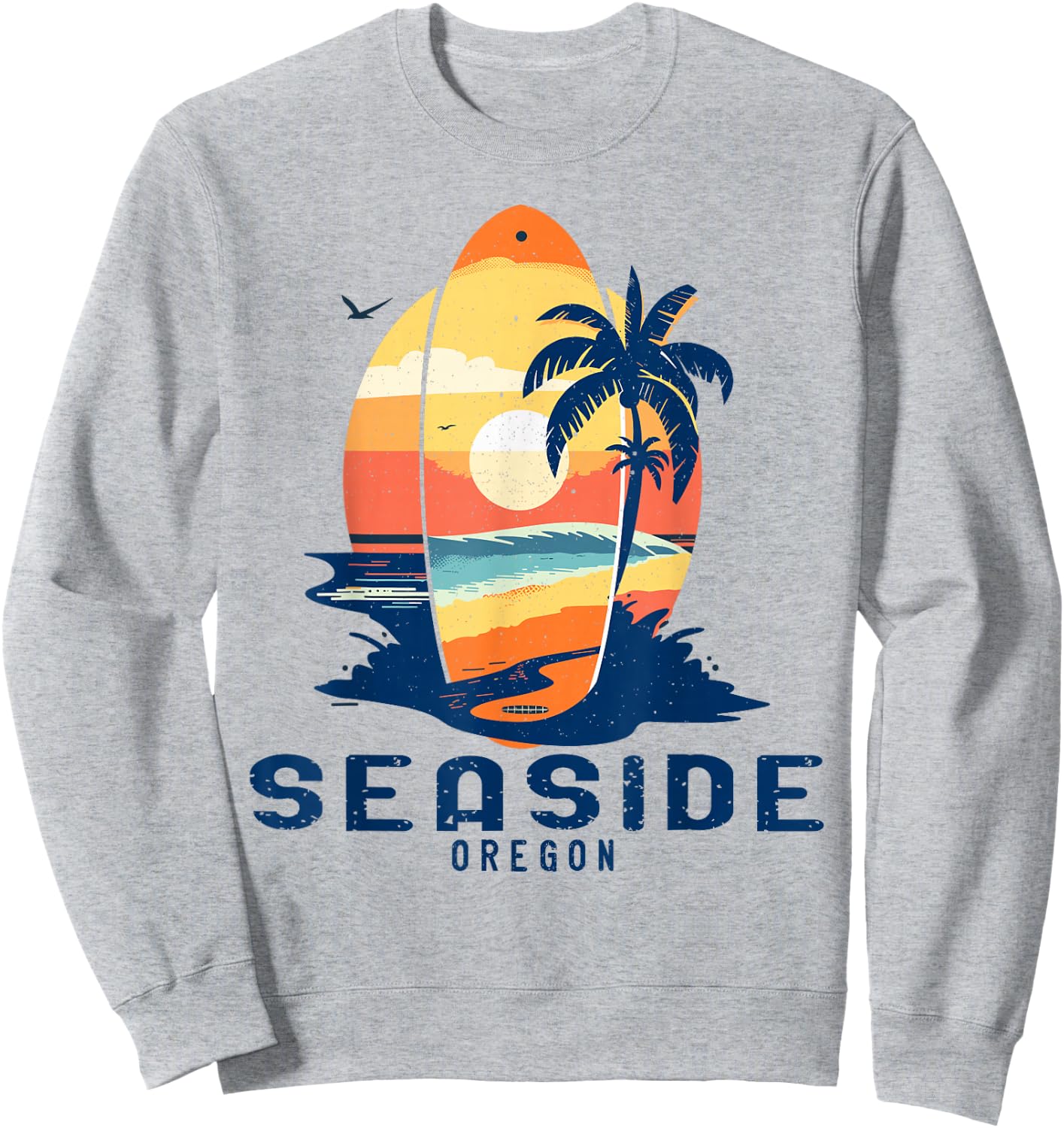 Vintage Oregon Seaside Surfboard Beach Sweatshirt - Sweatshirt | Ash