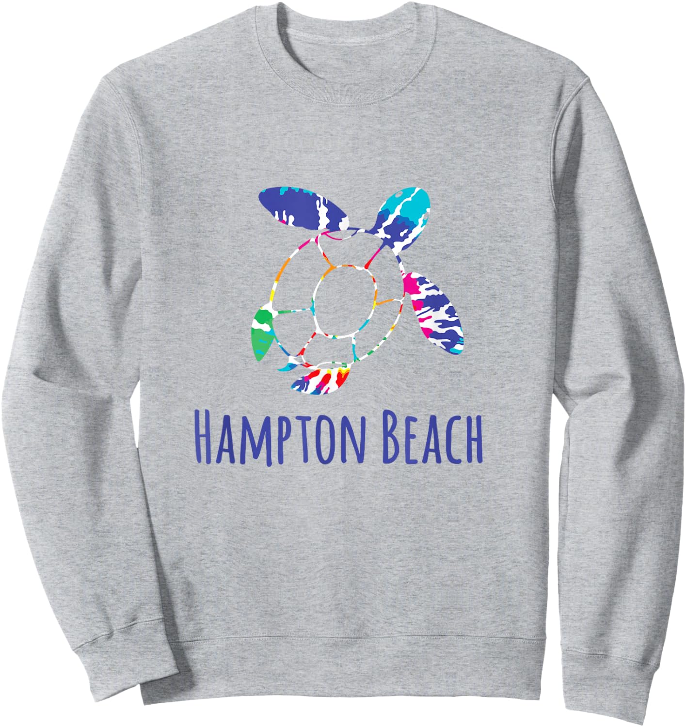 Hampton Beach Tie Dye Nautical Batik Loggerhead Turtle Sweatshirt - Sweatshirt | Ash