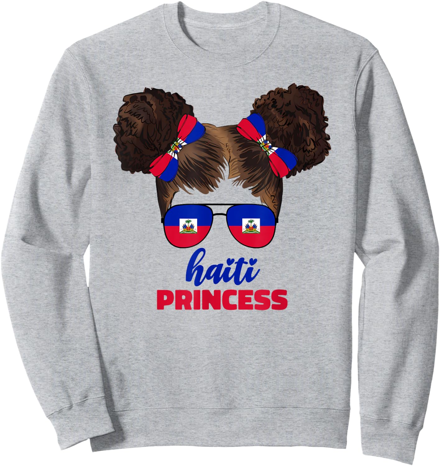 Haitian Princess Kids Youth For Girls Haiti Flag Pride Ayiti Sweatshirt - Sweatshirt | Ash