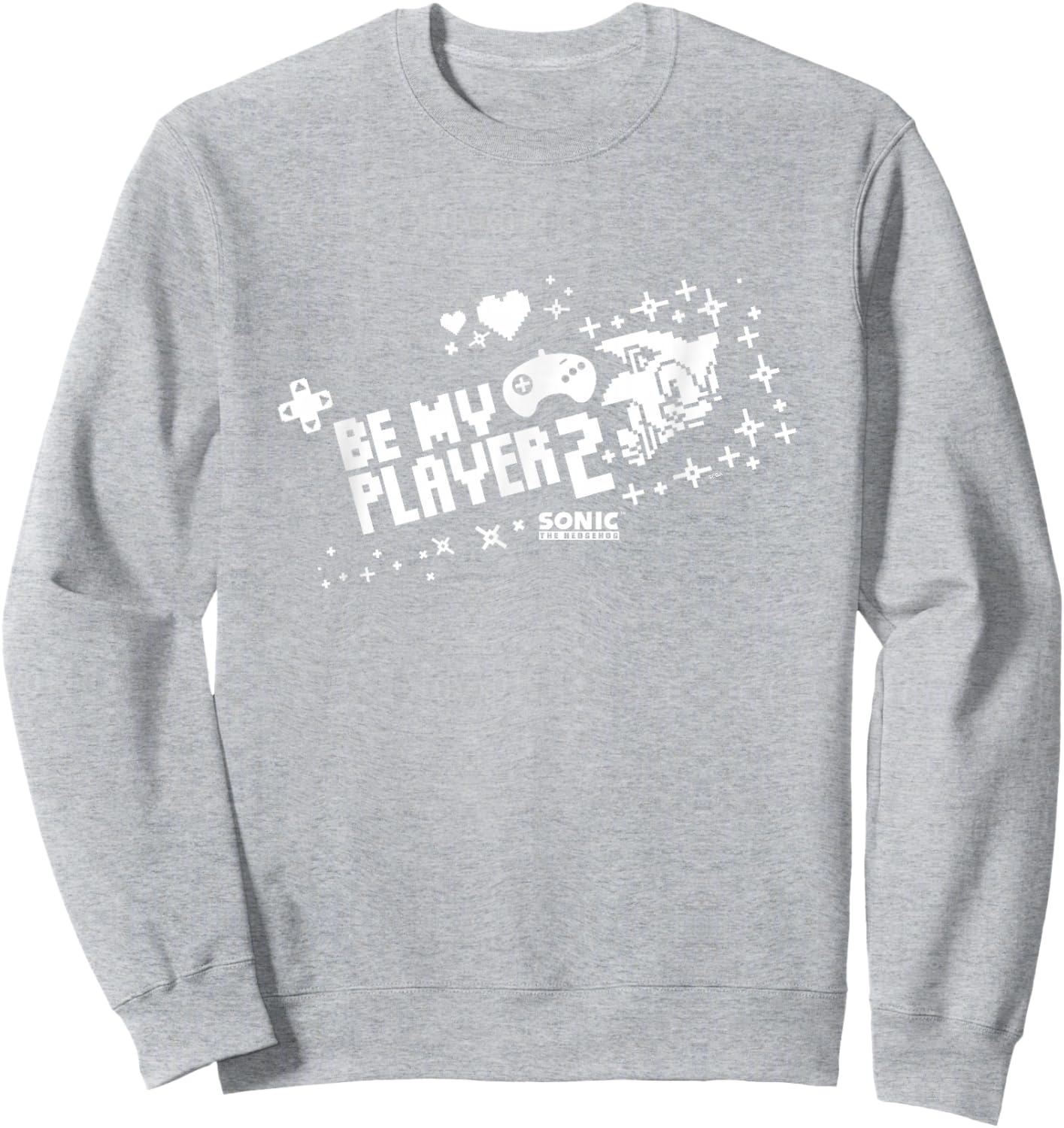 Sonic The Hedgehog Valentine's Day Be My Player 2 Pixel Logo Sweatshirt - Sweatshirt | Ash