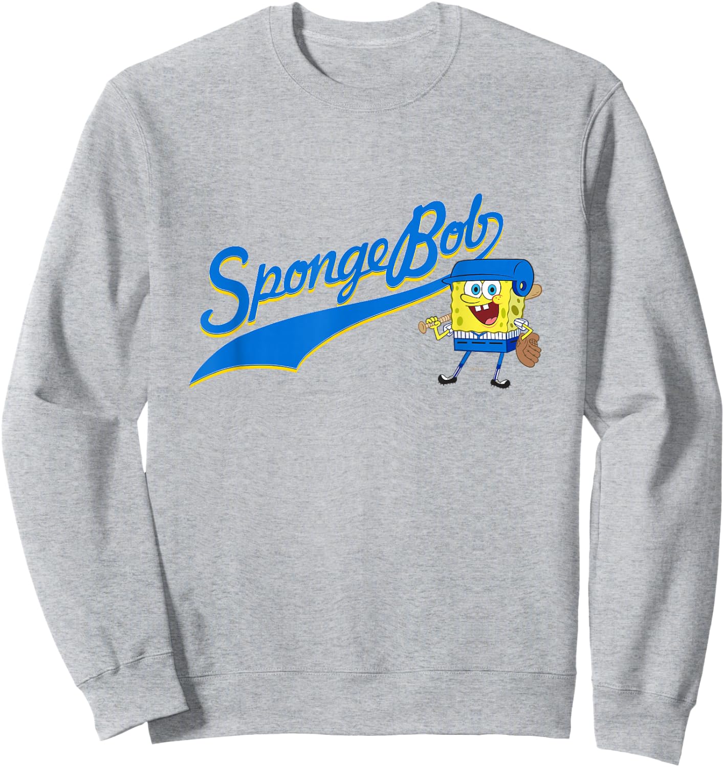 SpongeBob SquarePants Playing Baseball Sports Sweatshirt - Sweatshirt | Ash