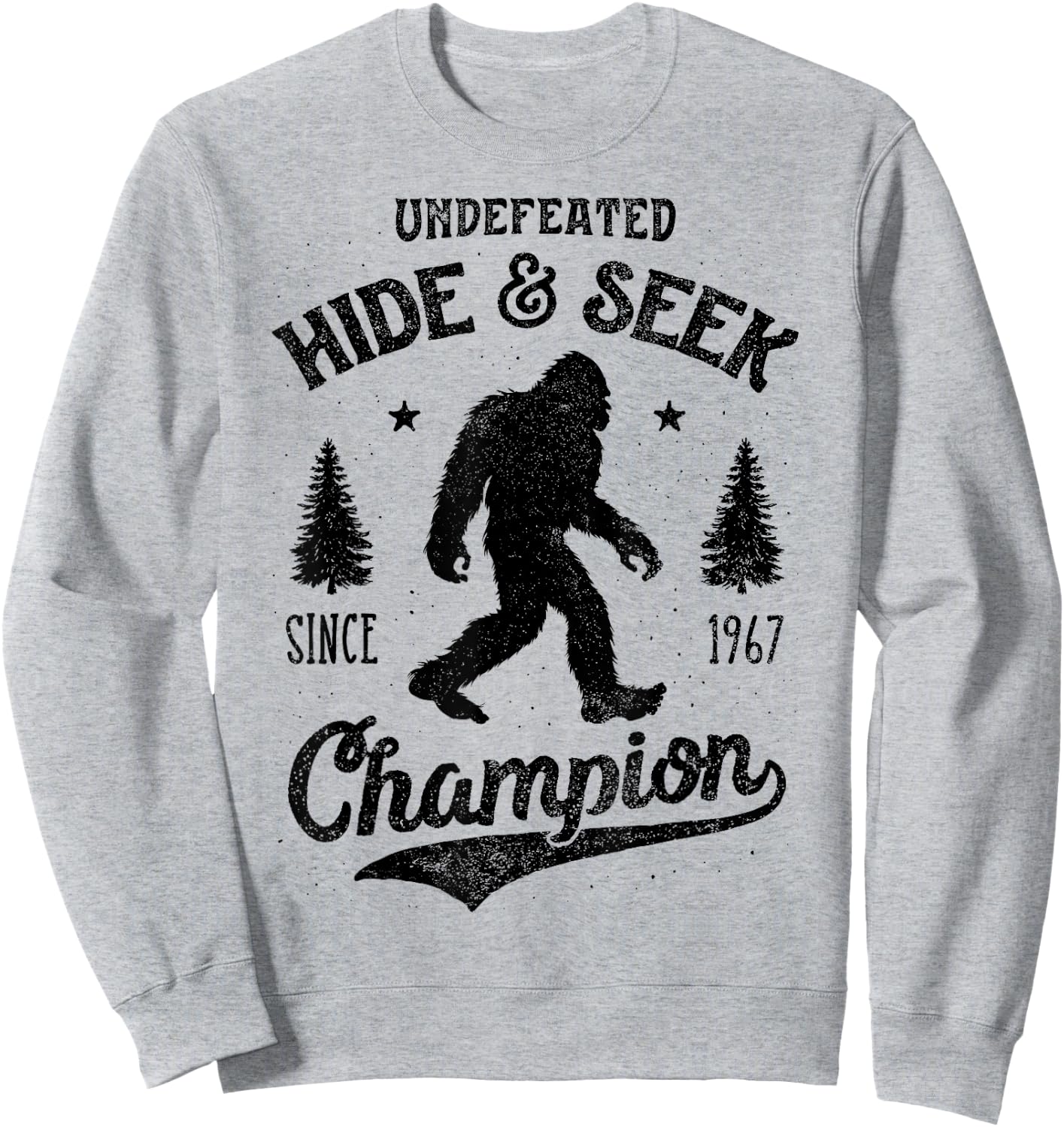 Bigfoot Hide And Seek Champion Funny Sasquatch Retro Vintage Sweatshirt - Sweatshirt | Ash
