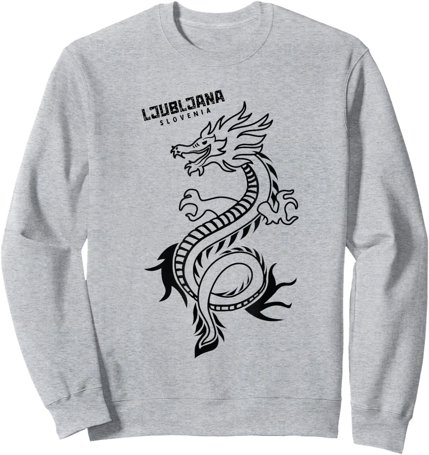 Ljubljana Slovenia City of Dragons Hand Drawn Dragon Sweatshirt - Sweatshirt | Ash