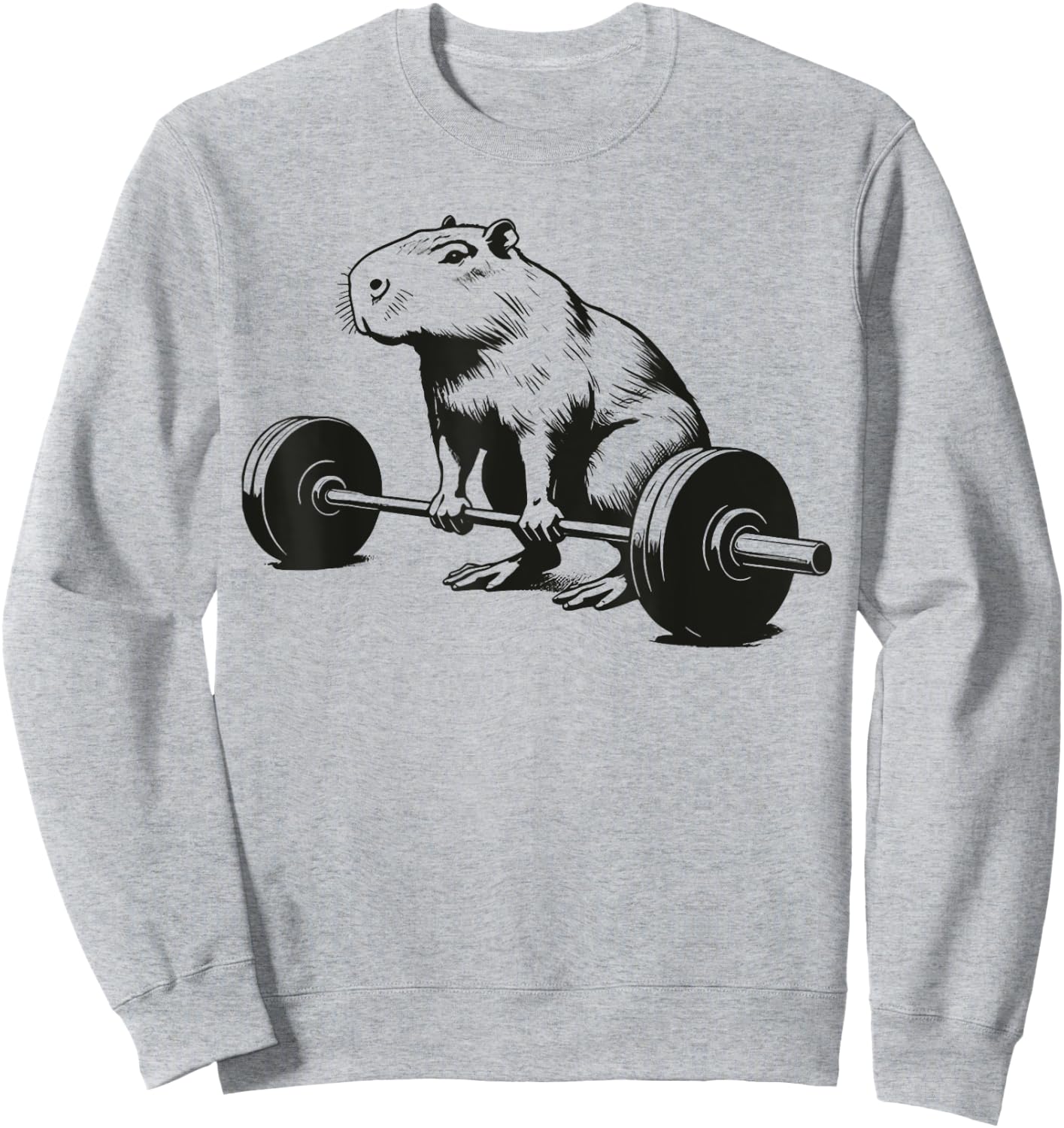Bodybuilding Gifts Capybara Weightlifting Funny Workout Deadlift Fitness Gym , Small, Grey Sweatshirt - Sweatshirt | Ash