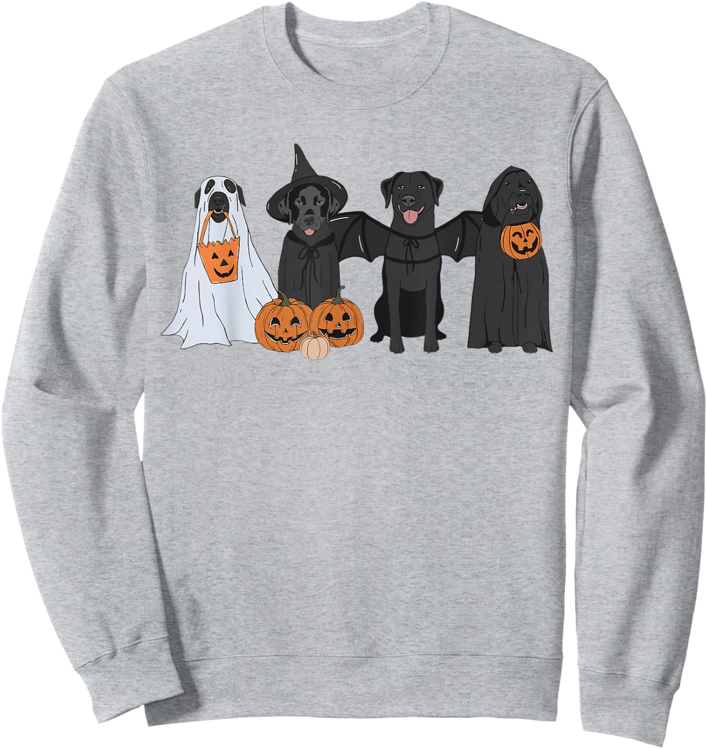 Cute Black Labrador Dog Halloween Pumpkin Labrador Dog Mom Men Women Sweatshirt - Sweatshirt | Ash