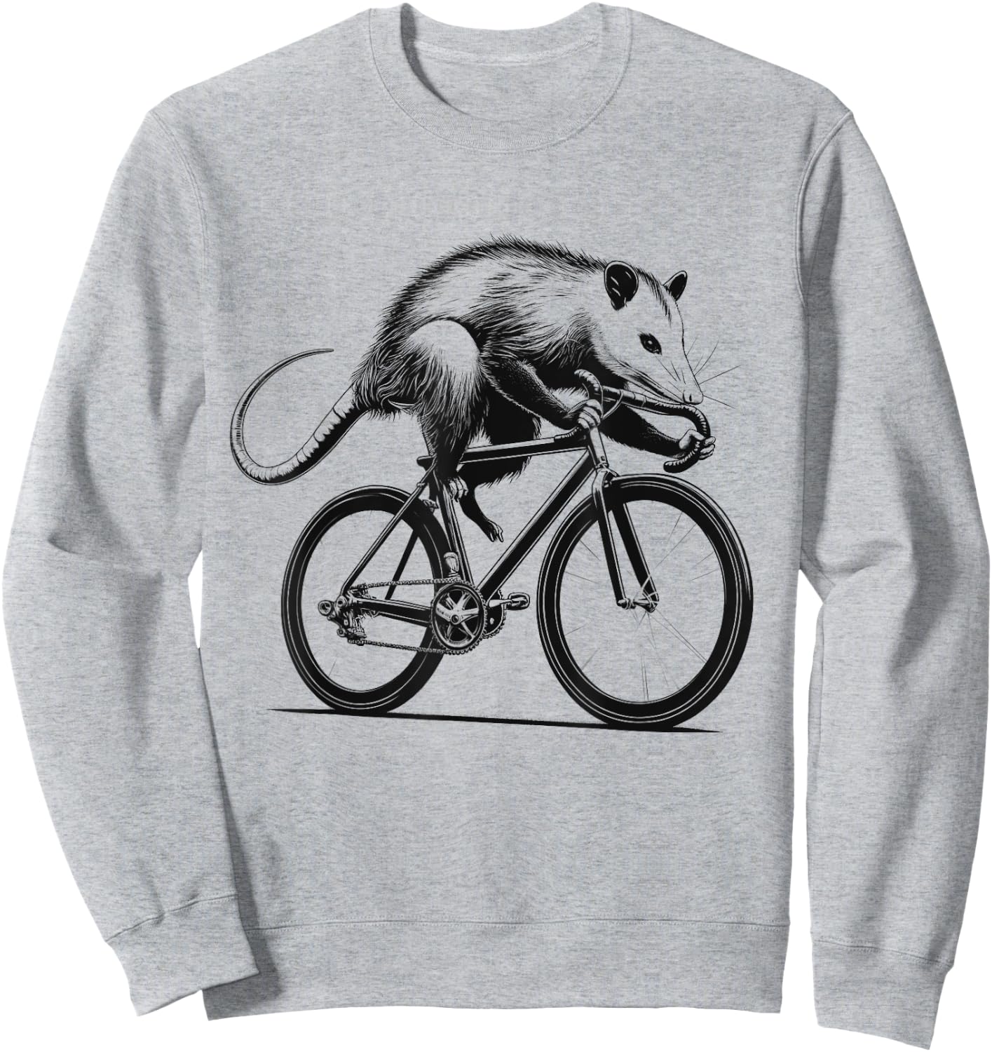 Opossum Possum Riding Bike Biker Bicycle Lover Biking Sweatshirt - Sweatshirt | Ash