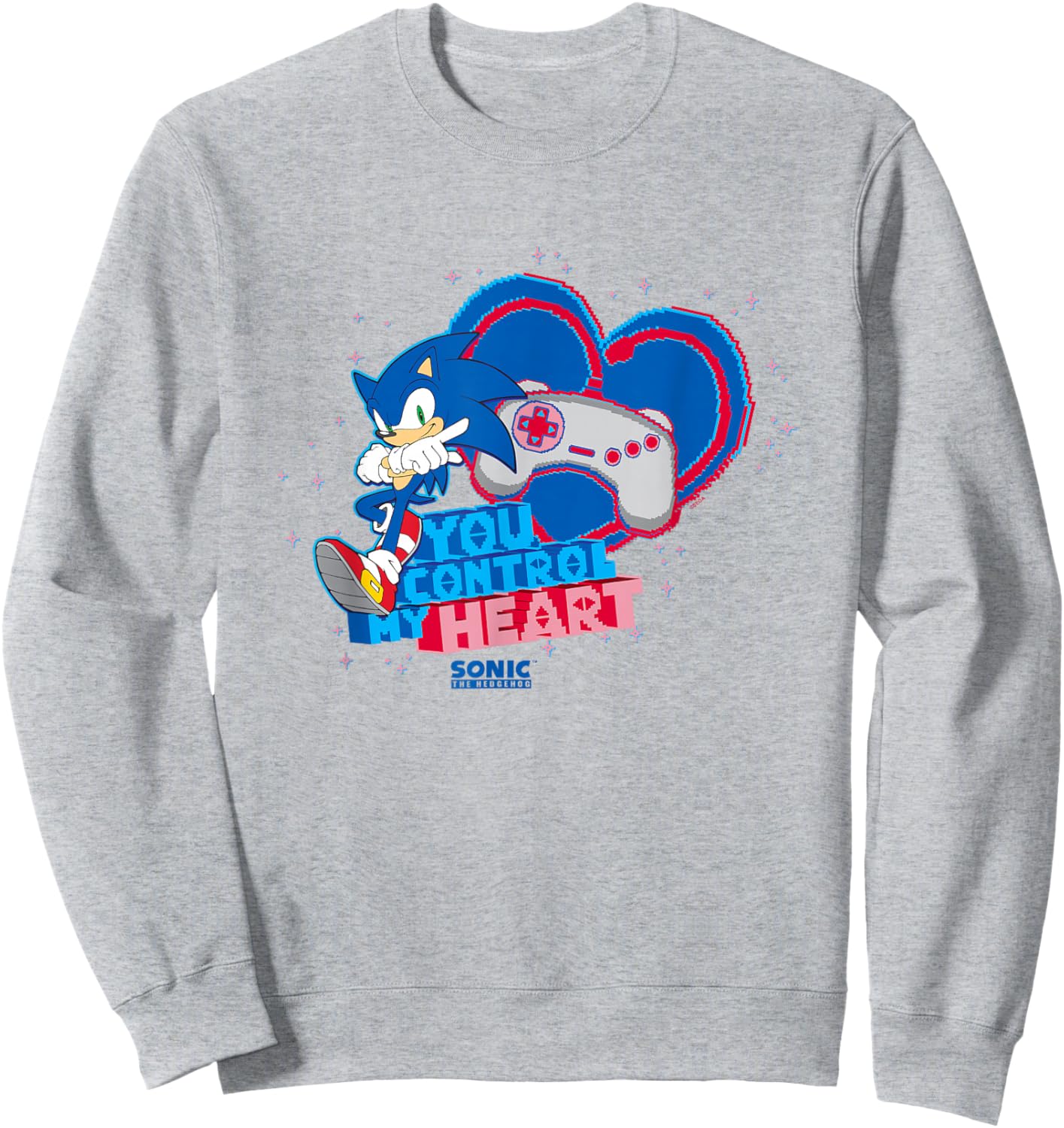 Sonic The Hedgehog Valentine's Day You Control My Heart Logo Sweatshirt - Sweatshirt | Ash