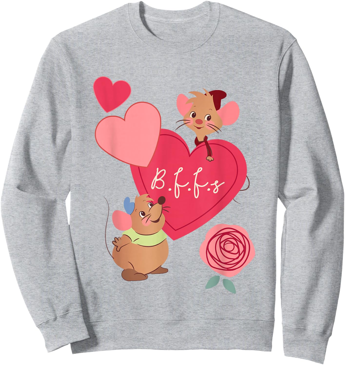 Disney Cinderella Valentine's Day Gus Jaq Bffs Chest Poster Sweatshirt - Sweatshirt | Ash