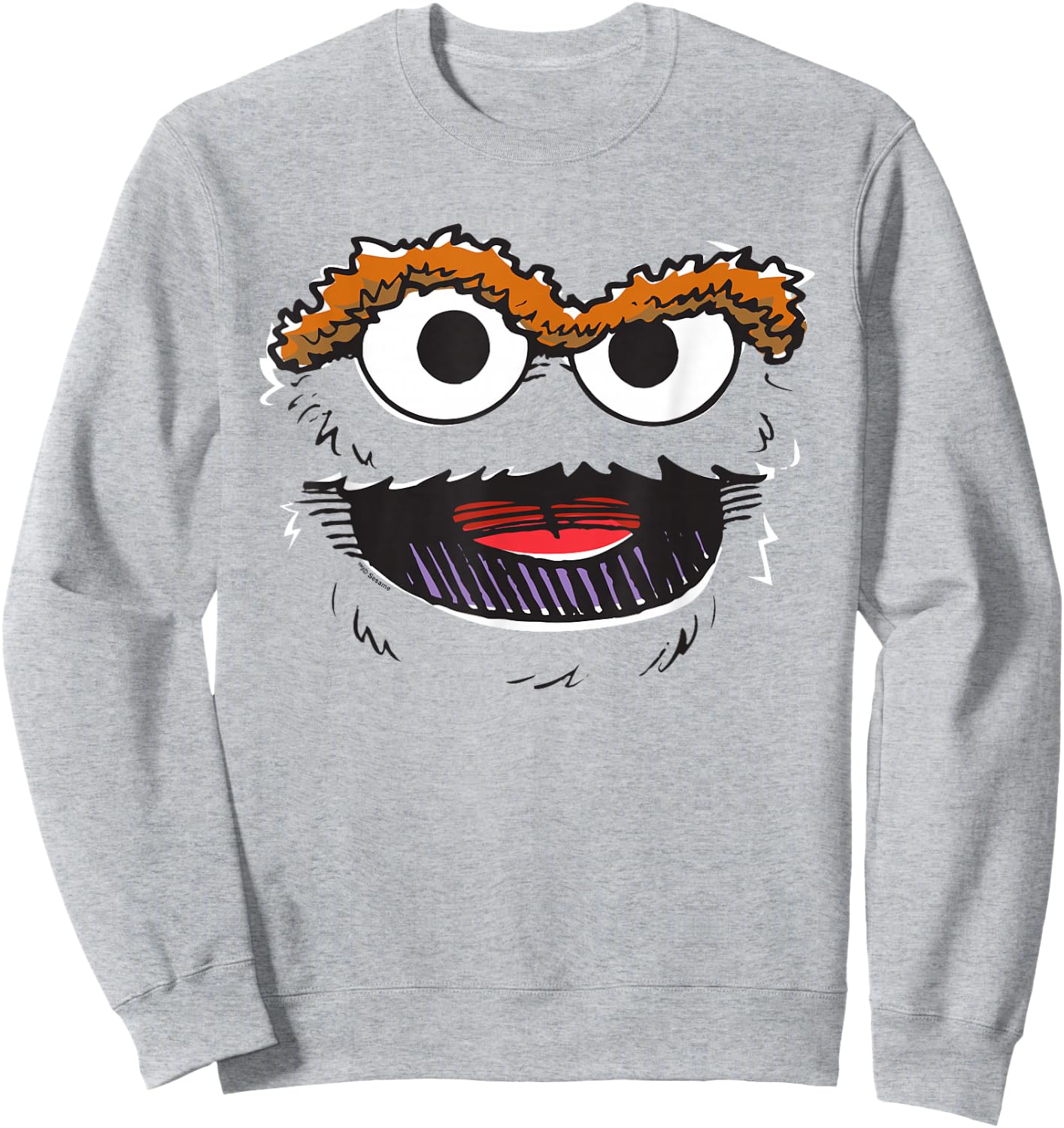 Sesame Street Oscar Retro Sketch Face Halloween Costume Sweatshirt - Sweatshirt | Ash