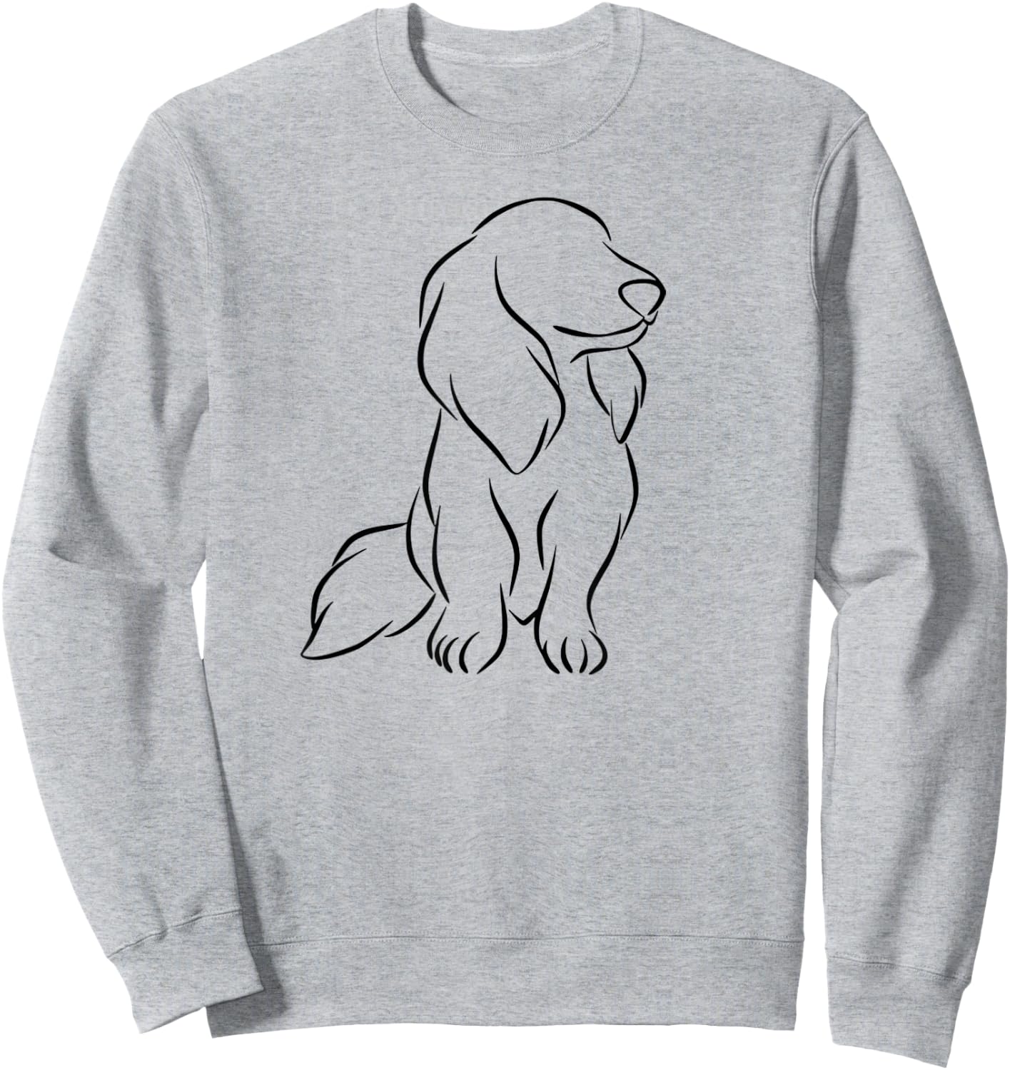 Long haired Dachshund Line Art Cute Doxie Wiener Dog Women Sweatshirt - Sweatshirt | Ash