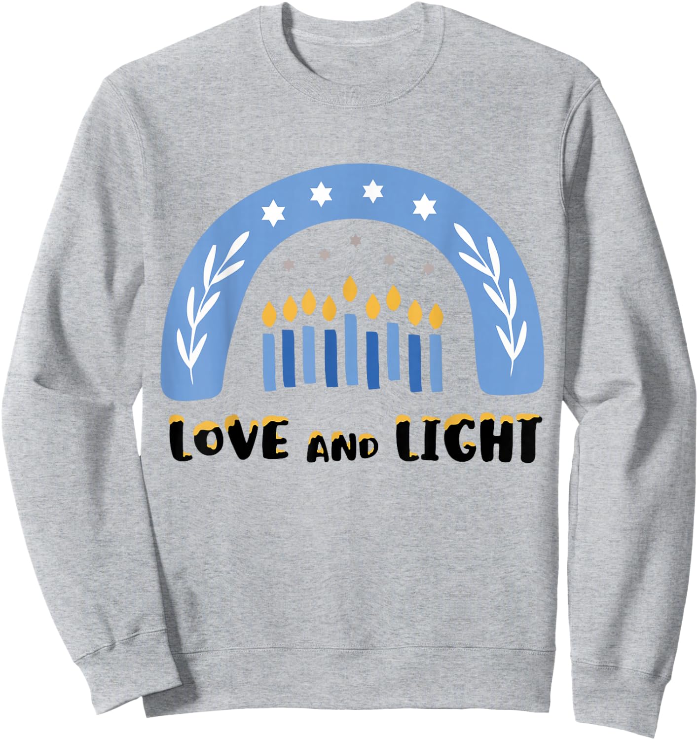 Love and Light Rainbow Hanukkah Jewish Chanukah Men Women Sweatshirt - Sweatshirt | Ash