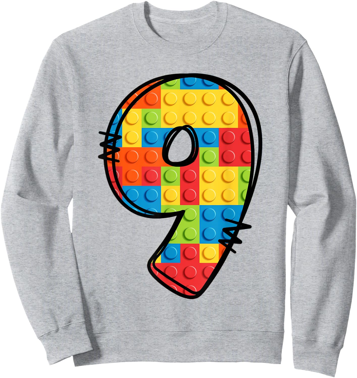 9 Year Old Blocks Building Master Builder 9th Birthday Sweatshirt - Sweatshirt | Ash