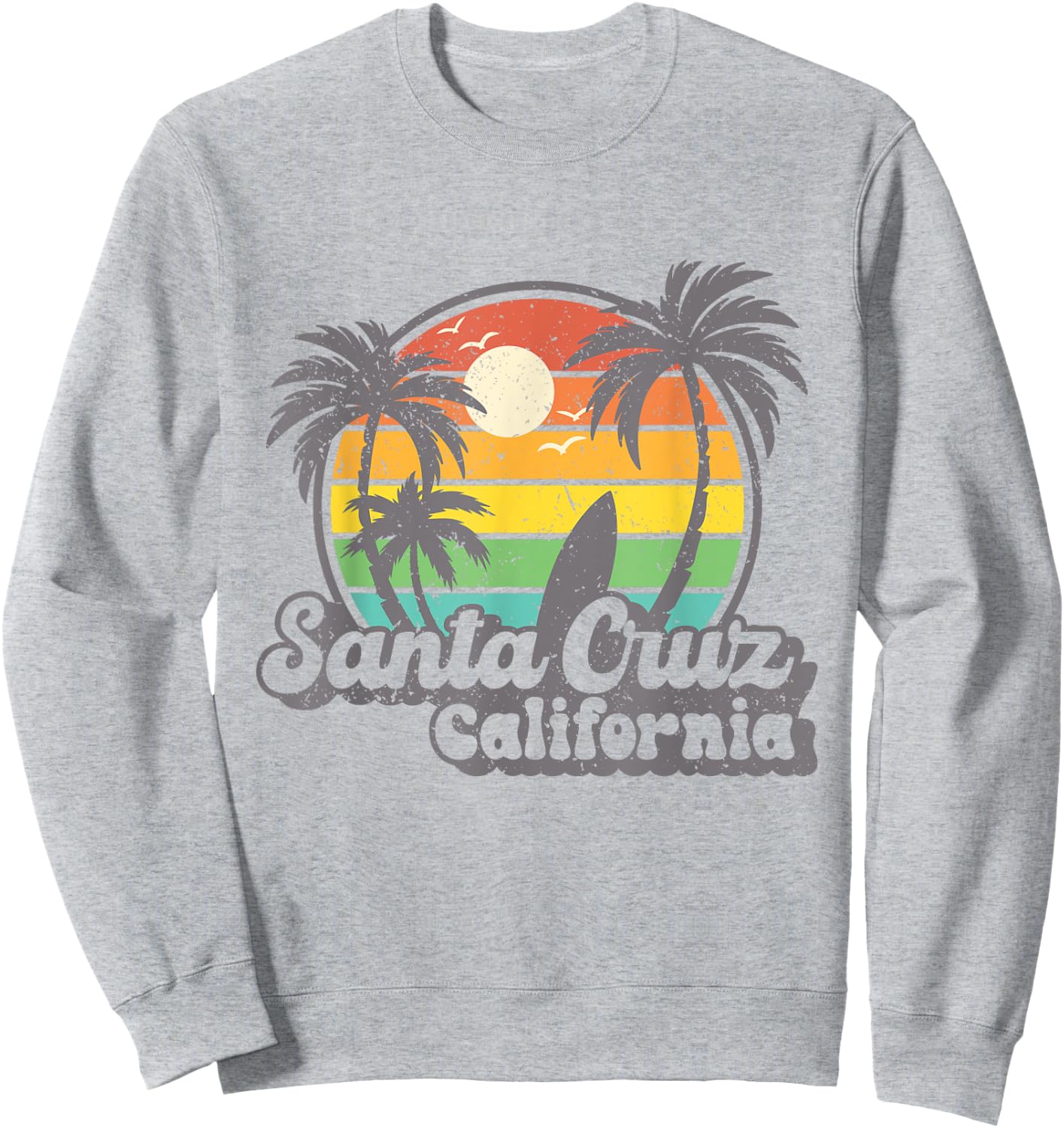 Retro Vintage Surfing & Skateboard Graphic Design Santa Cruz Sweatshirt - Sweatshirt | Ash