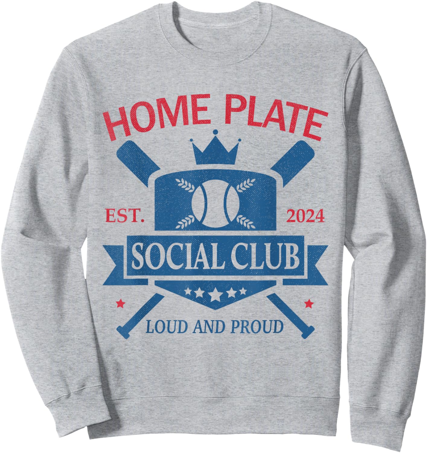 Funny Baseball Home Plate Social Club Sweatshirt - Sweatshirt | Ash
