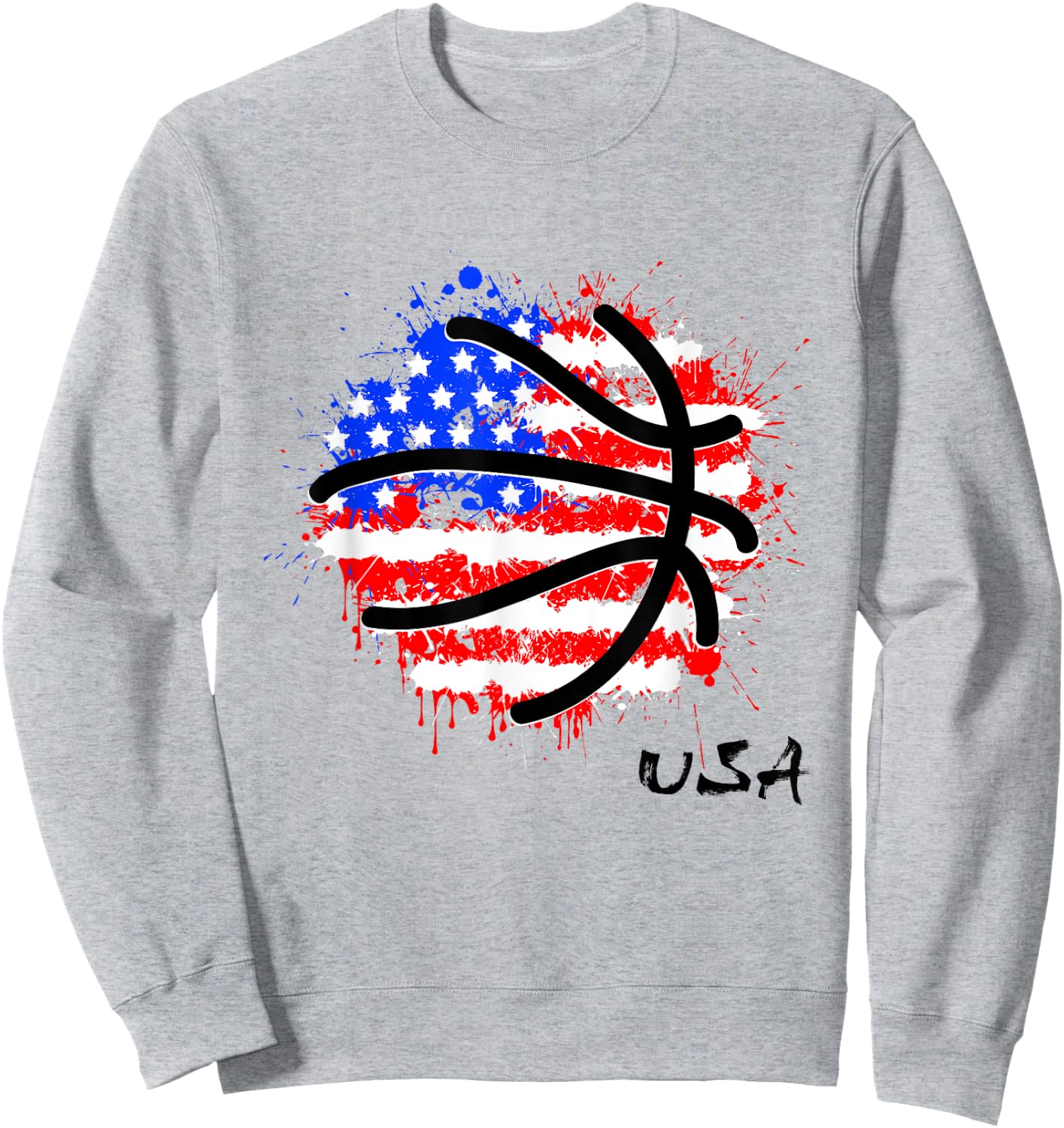 Patriotic Basketball 4th Of July Men USA American Flag Boys Sweatshirt - Sweatshirt | Ash