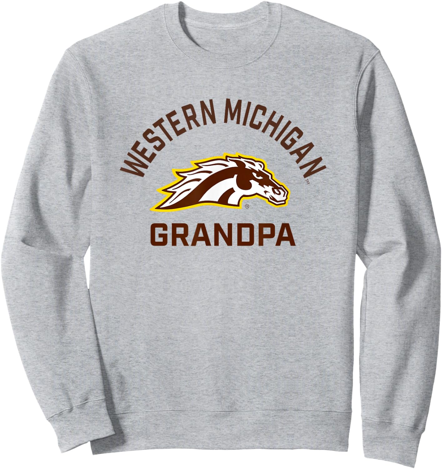 Western Michigan University Broncos Arched Grandpa Sweatshirt - Sweatshirt | Ash