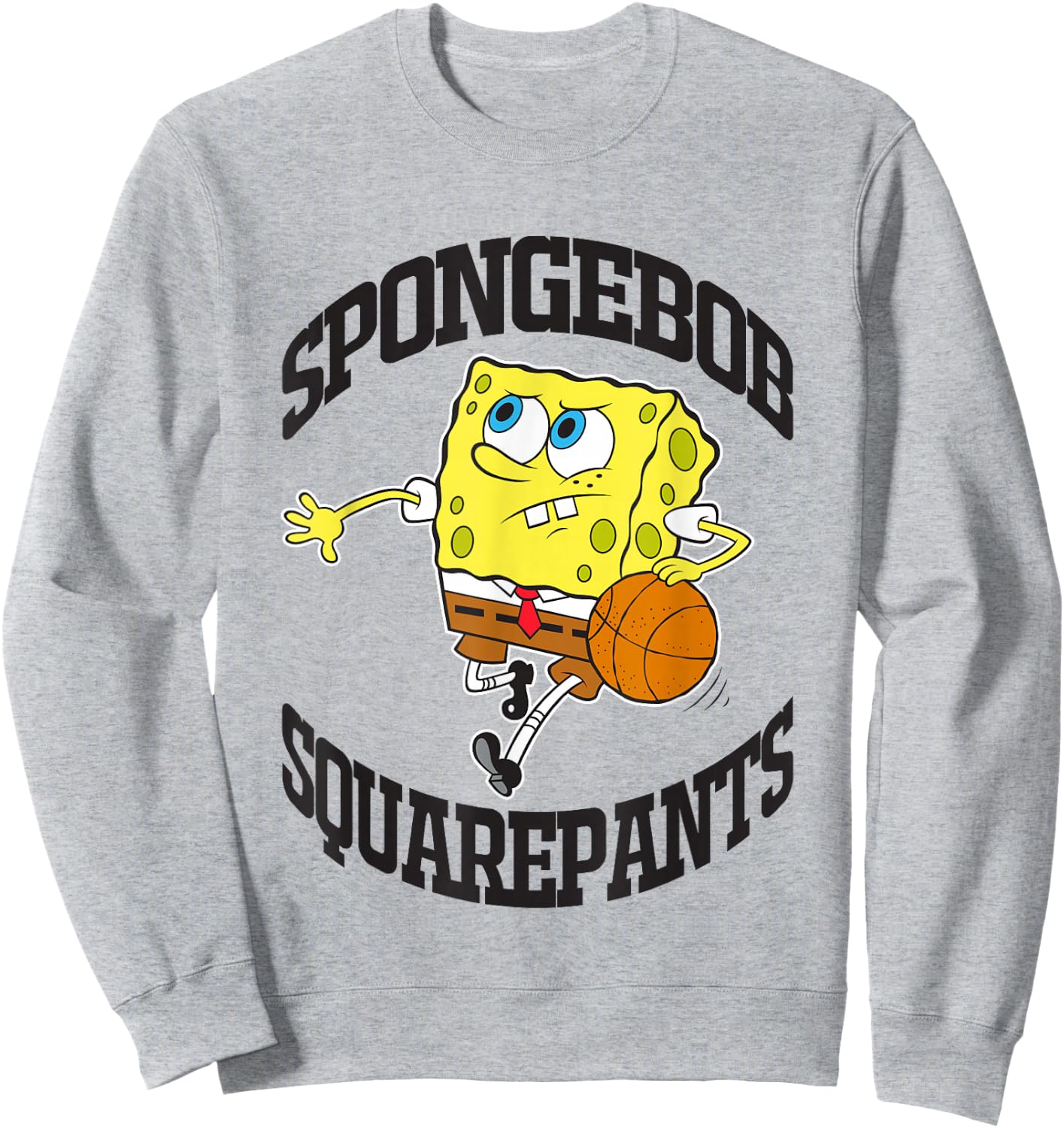 SpongeBob SquarePants Playing Basketball Black Logo Sweatshirt - Sweatshirt | Ash
