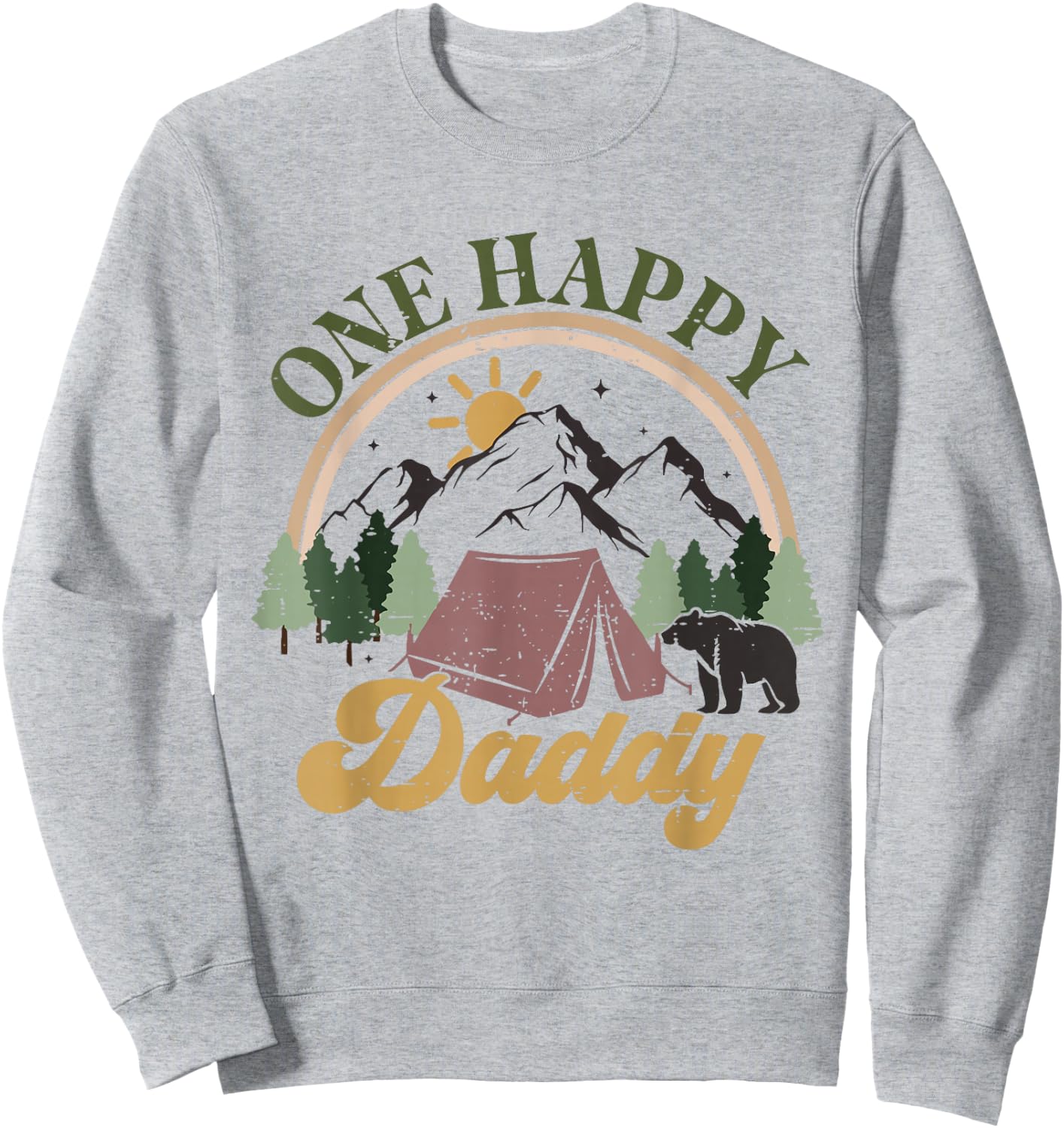 Cute One Happy Camper Birthday Decorations One Happy Daddy Sweatshirt - Sweatshirt | Ash