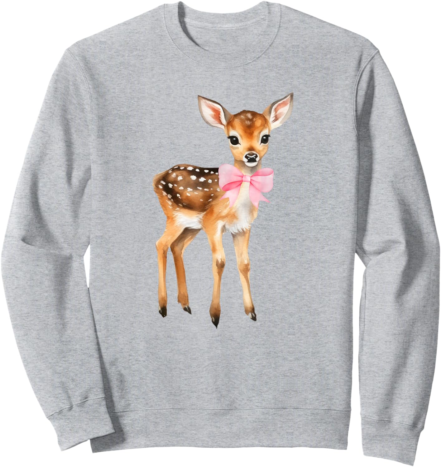 Deer Coquette Bow Girl Cute Aesthetic Girl Woman Reindeer Sweatshirt - Sweatshirt | Ash