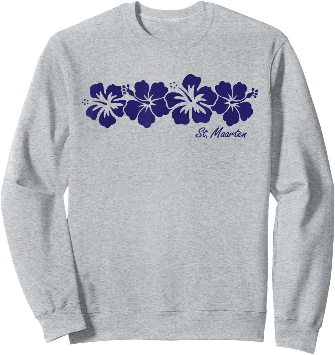 St. Maarten Hibiscus Flower Boys Girls Vacation Souvenir Sweatshirt - Sweatshirt | Ash
