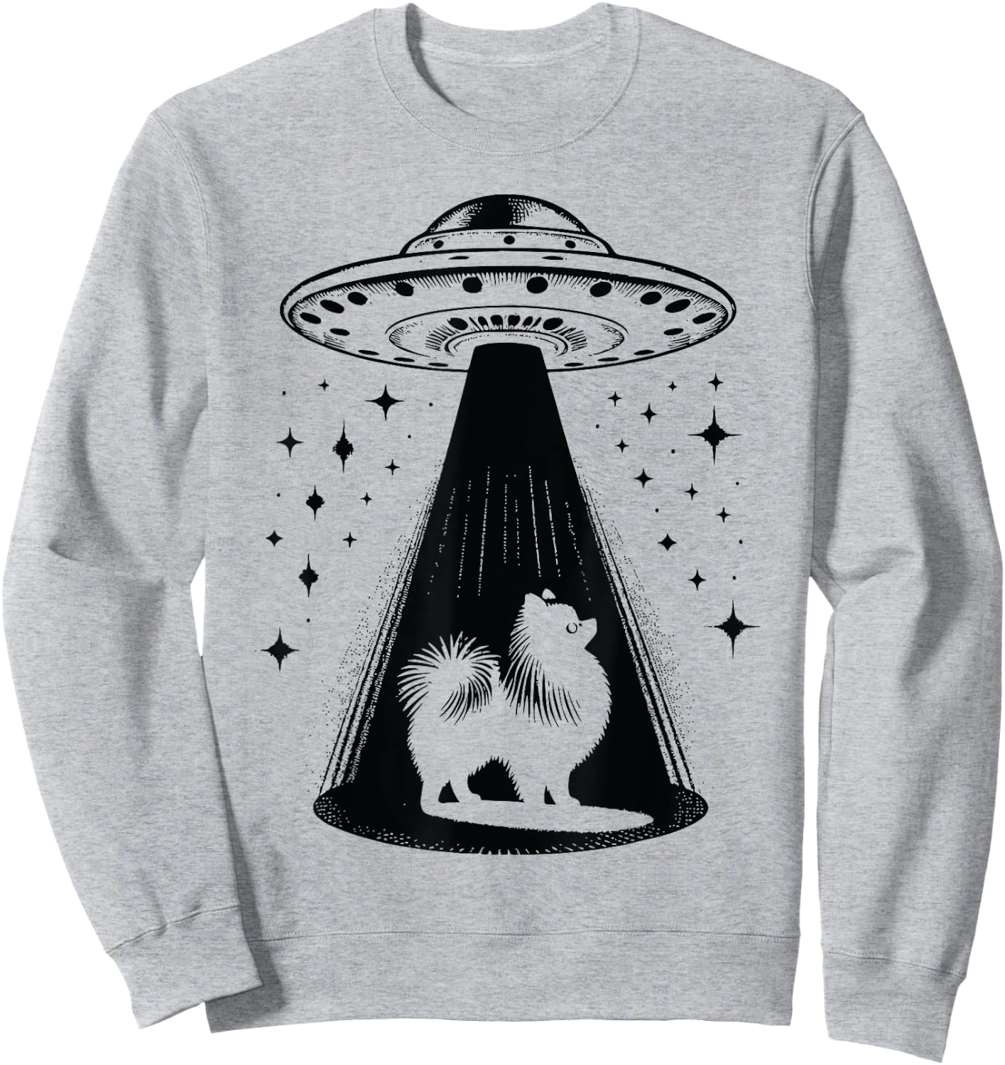 Pomeranian Mom Dad Dog - Funny Alien UFO Sweatshirt - Sweatshirt | Ash