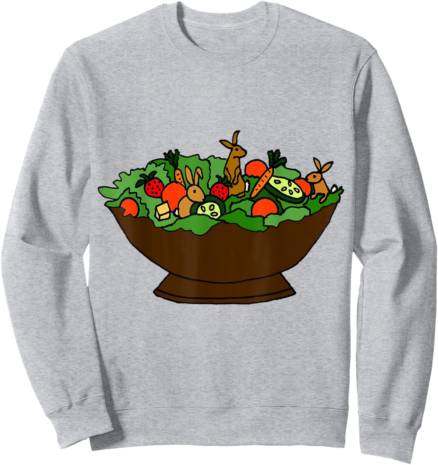 Smilenowtees Funny Bunny Rabbits in Garden Salad Sweatshirt - Sweatshirt | Ash