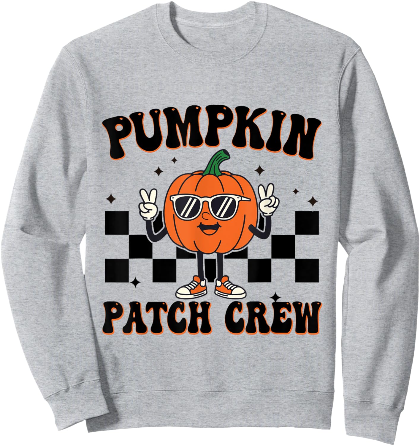 Pumpkin Patch Crew Matching Family Halloween Groovy Sweatshirt - Sweatshirt | Ash
