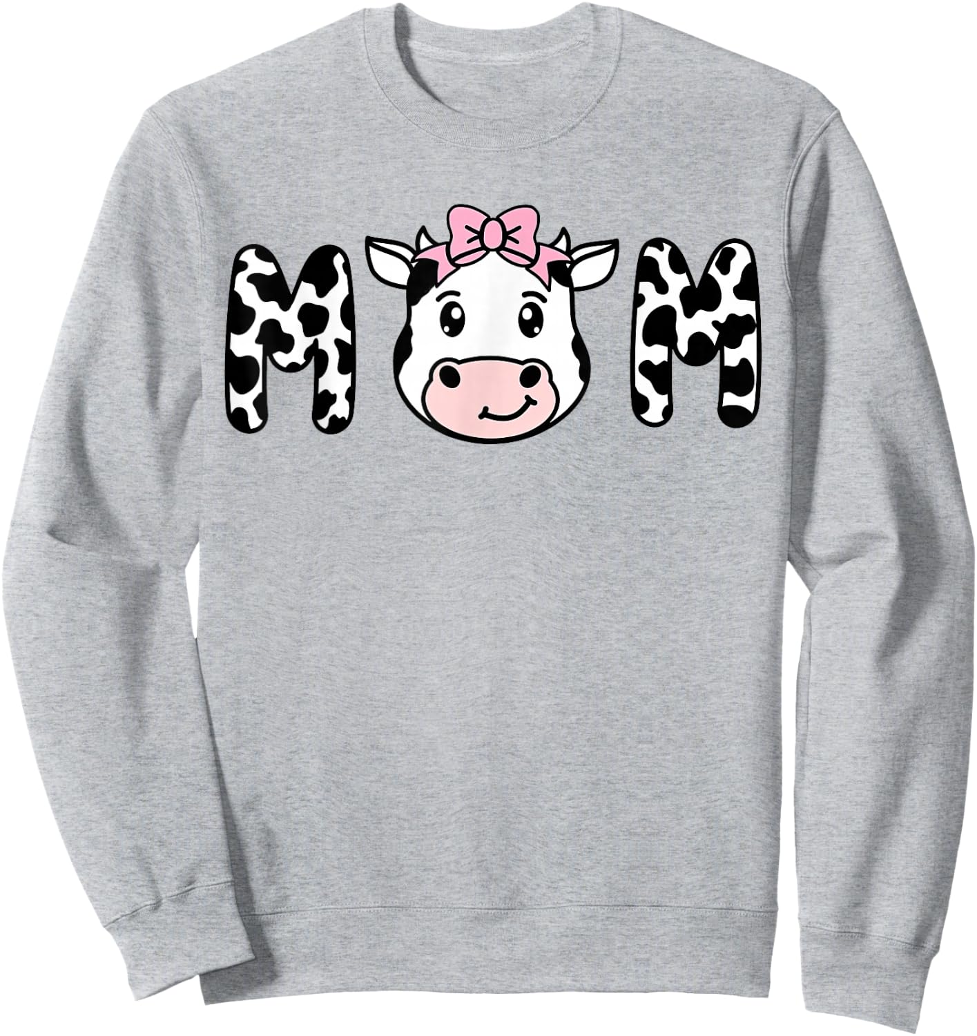Cow MOM Birthday Family Matching Mothers Day Boy Girl Farm Sweatshirt - Sweatshirt | Ash
