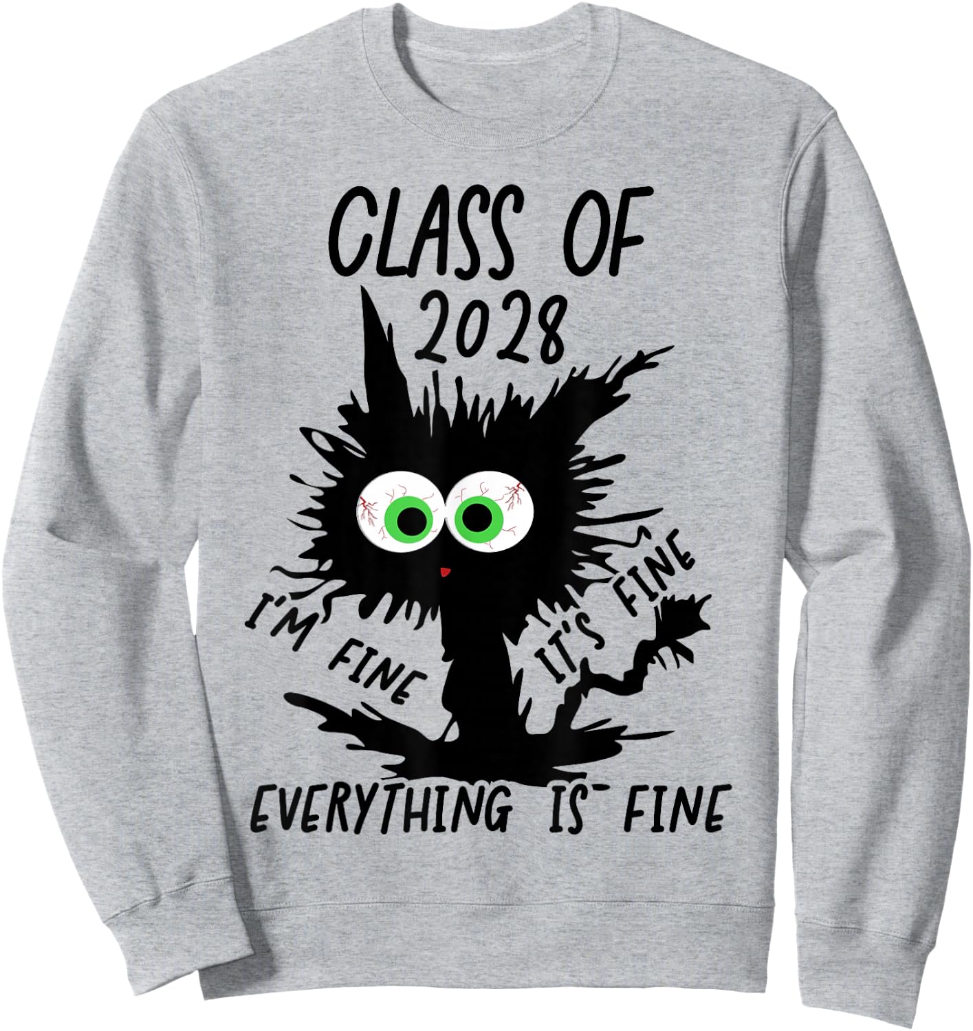I'm Fine It's Fine Cat Class Of 2028 Sweatshirt - Sweatshirt | Ash