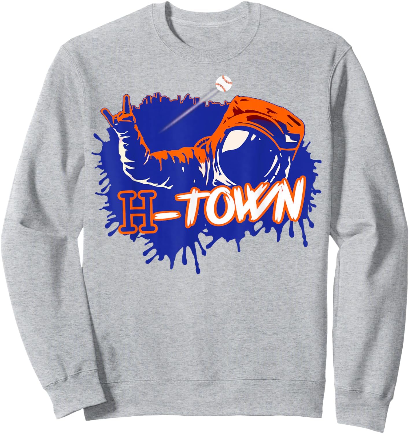 Houston Texas Astronaut H-Town Hand Sign - Houston Baseball Sweatshirt - Sweatshirt | Ash