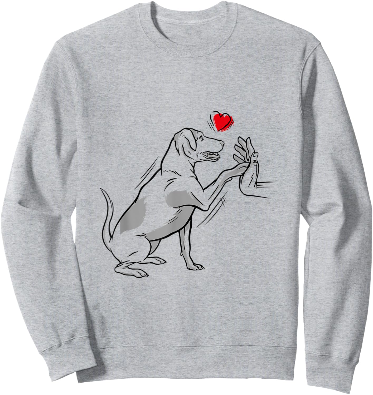 Dog Paw Hand Human Heart Love Labrador Retriever Sweatshirt - Sweatshirt | Ash