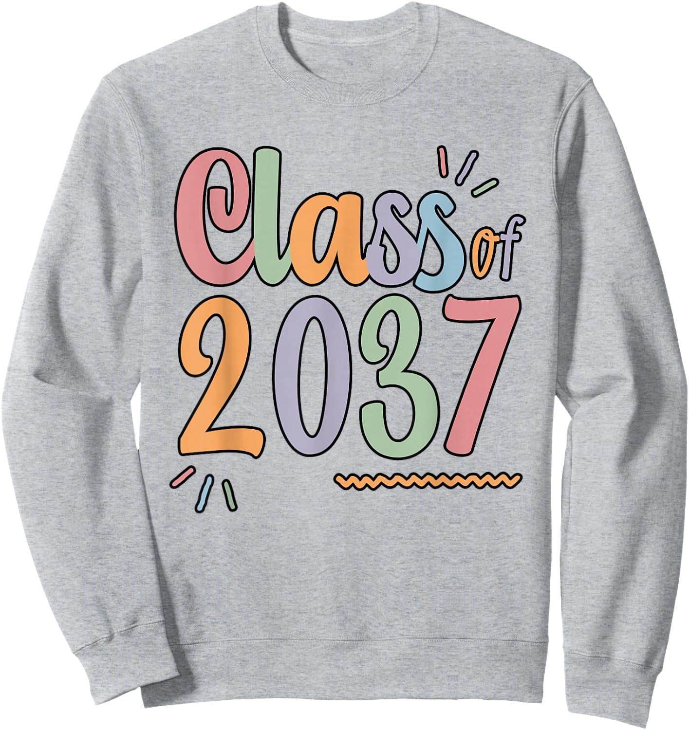 Class of 2037 Grow With Me Handprints On Back K to 12 Sweatshirt - Sweatshirt | Ash
