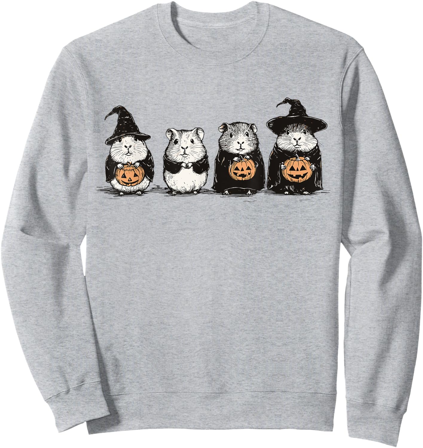 Cute Guinea Pig Halloween Guinea Pig Witch Hilarious Animal Sweatshirt - Sweatshirt | Ash