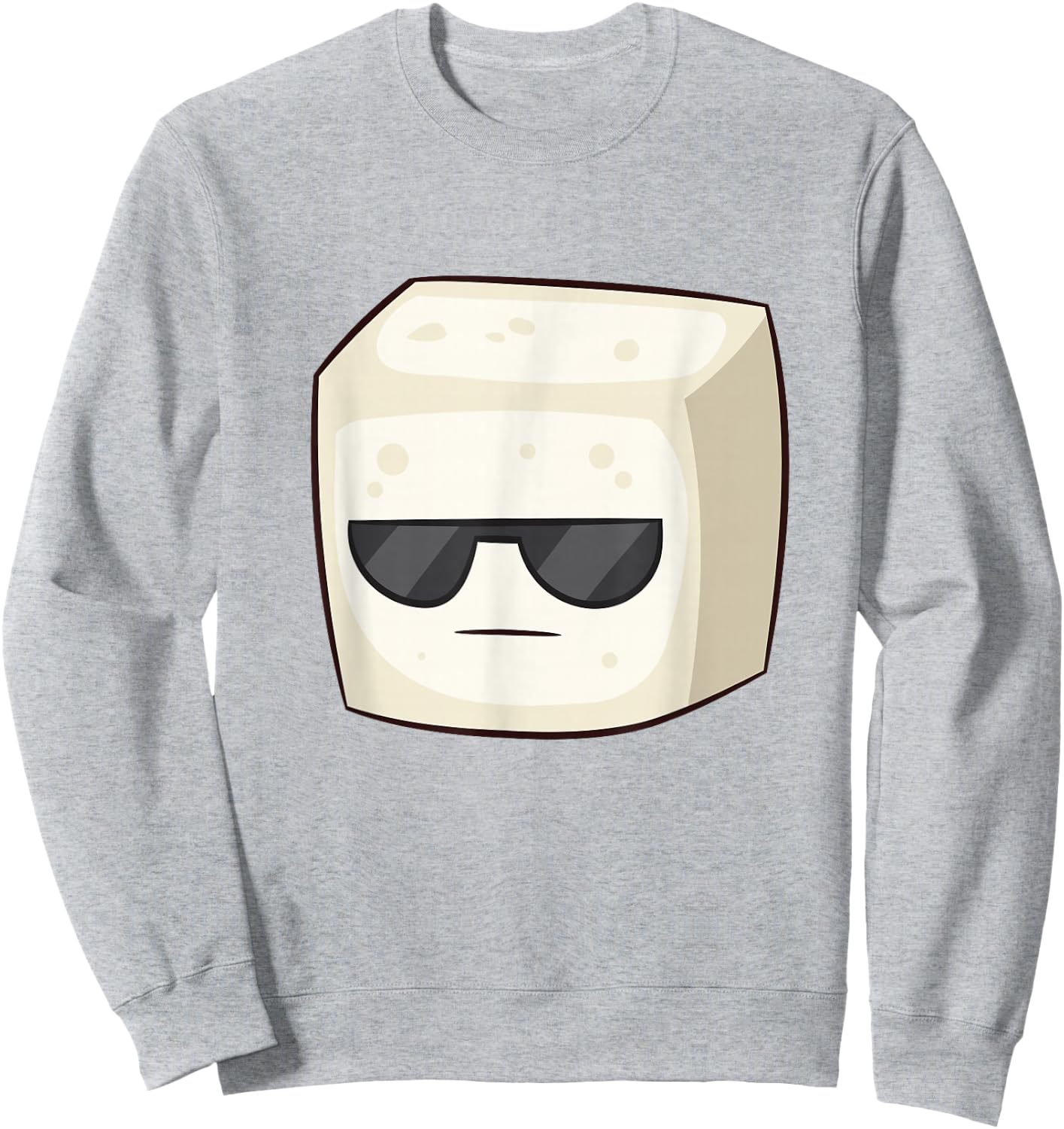 Tofu With Sunglasses Vegan Vegetarian Cute Cartoon Tofu Sweatshirt - Sweatshirt | Ash