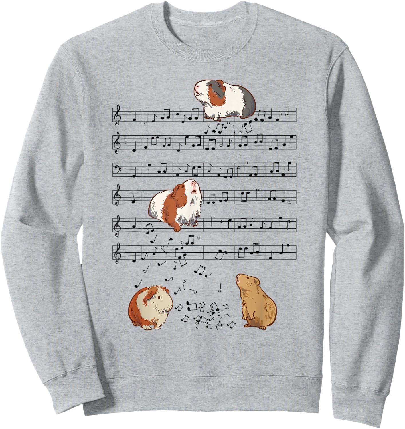 Cute Guinea Pig Playing Music Note Clef Musician Art Sweatshirt - Sweatshirt | Ash