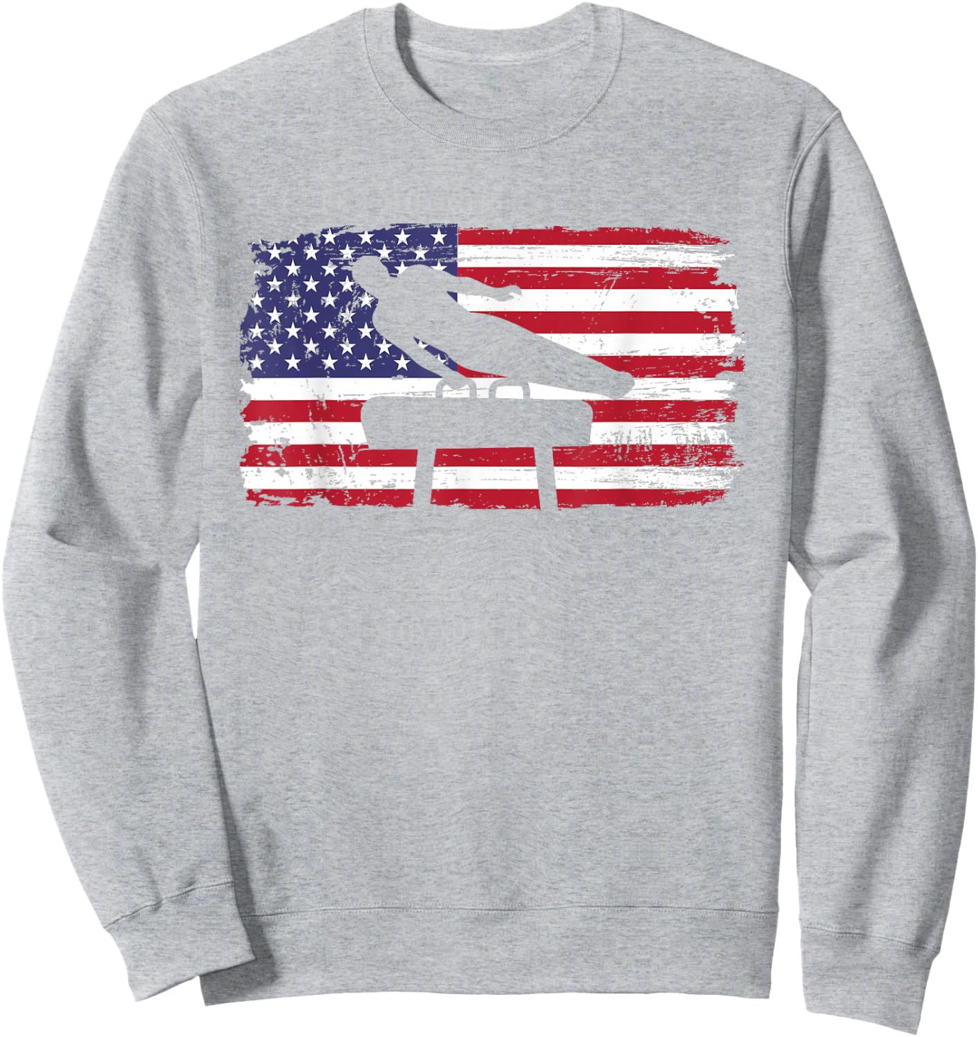 Gymnastics Pommel Horse Guy USA American Flag Sports Team Sweatshirt - Sweatshirt | Ash